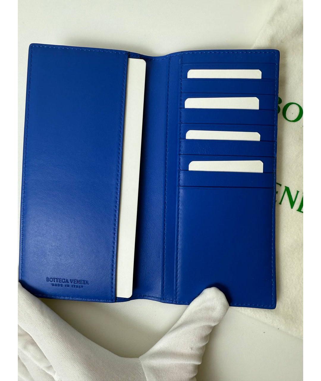 BOTTEGA VENETA Синий кожаный кошелек, фото 4