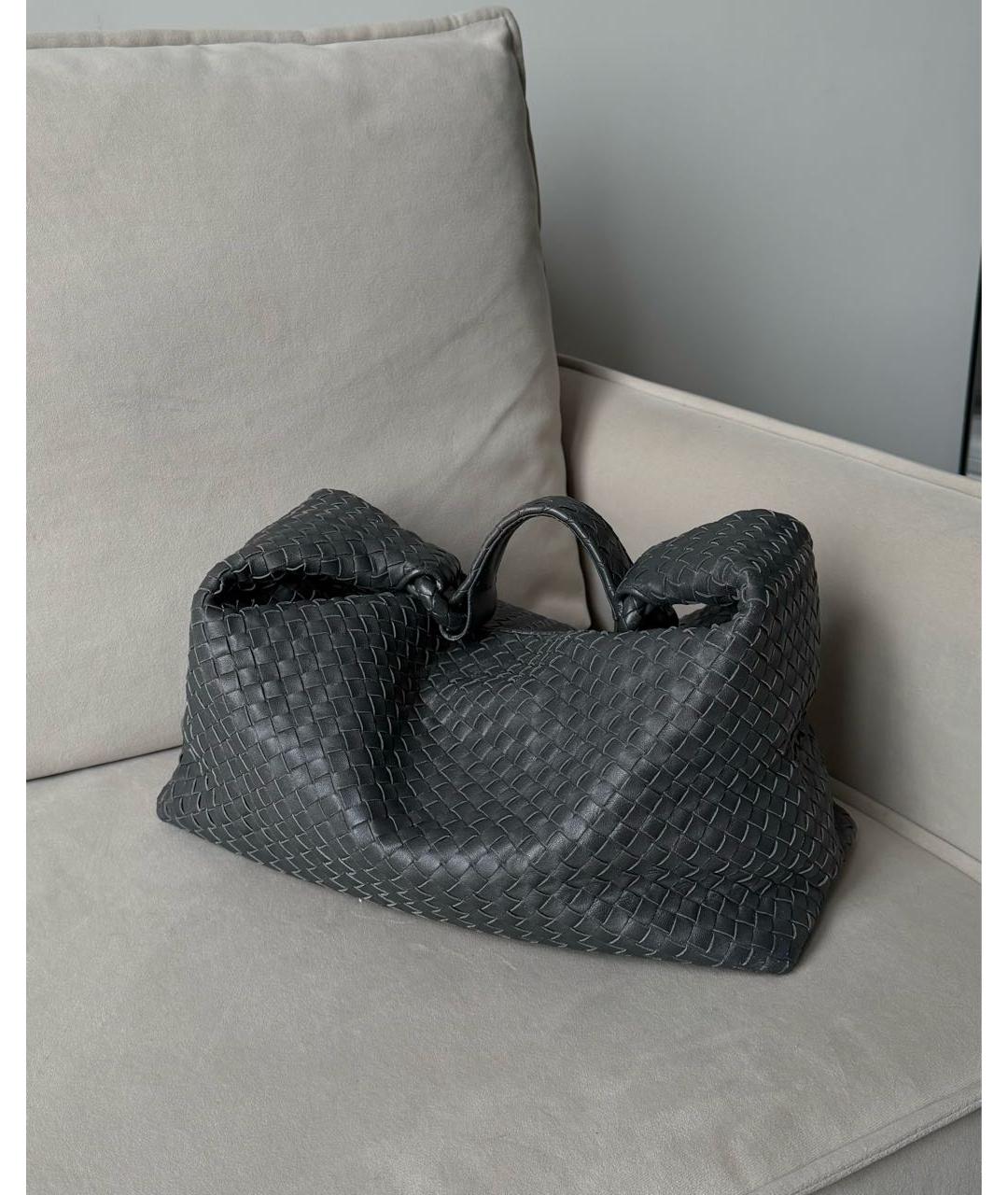 BOTTEGA VENETA Антрацитовая кожаная сумка тоут, фото 2