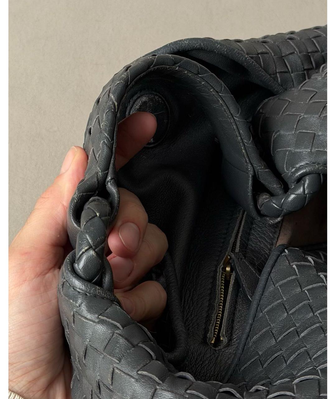 BOTTEGA VENETA Антрацитовая кожаная сумка тоут, фото 7