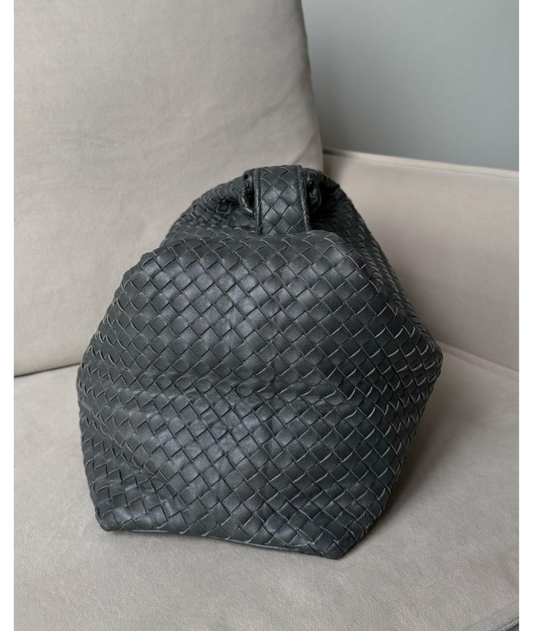 BOTTEGA VENETA Антрацитовая кожаная сумка тоут, фото 5