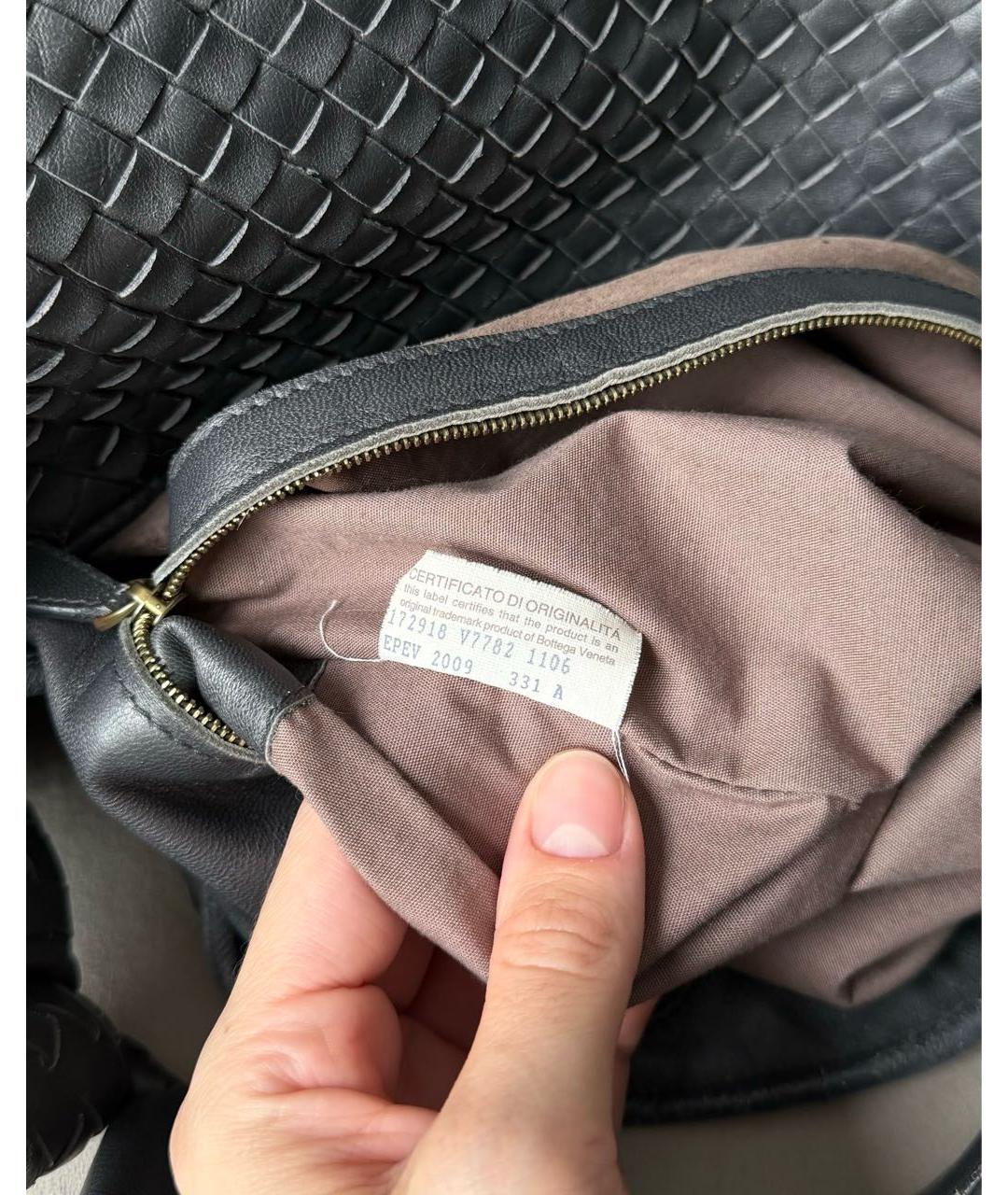 BOTTEGA VENETA Антрацитовая кожаная сумка тоут, фото 6
