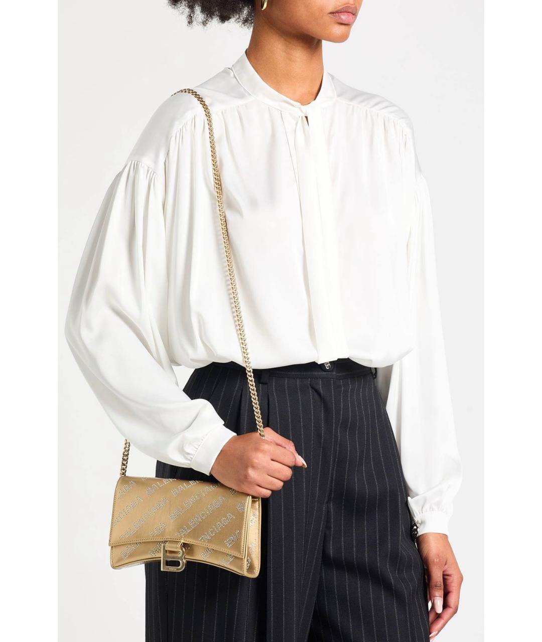 BALENCIAGA Золотая кожаная сумка через плечо, фото 2
