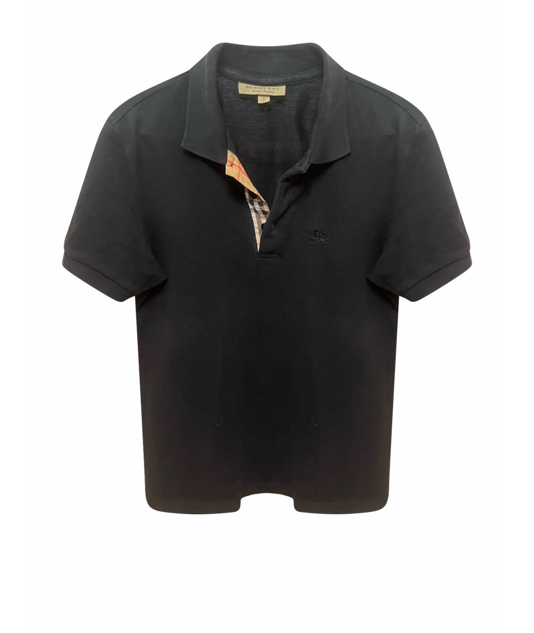 BURBERRY Черное хлопковое поло с коротким рукавом, фото 1