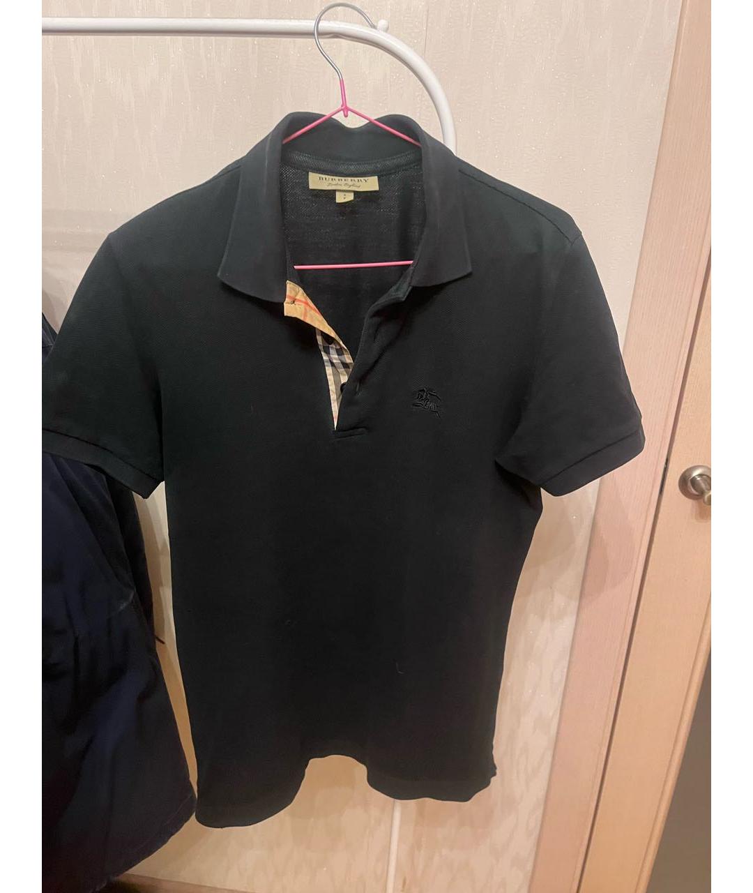 BURBERRY Черное хлопковое поло с коротким рукавом, фото 5