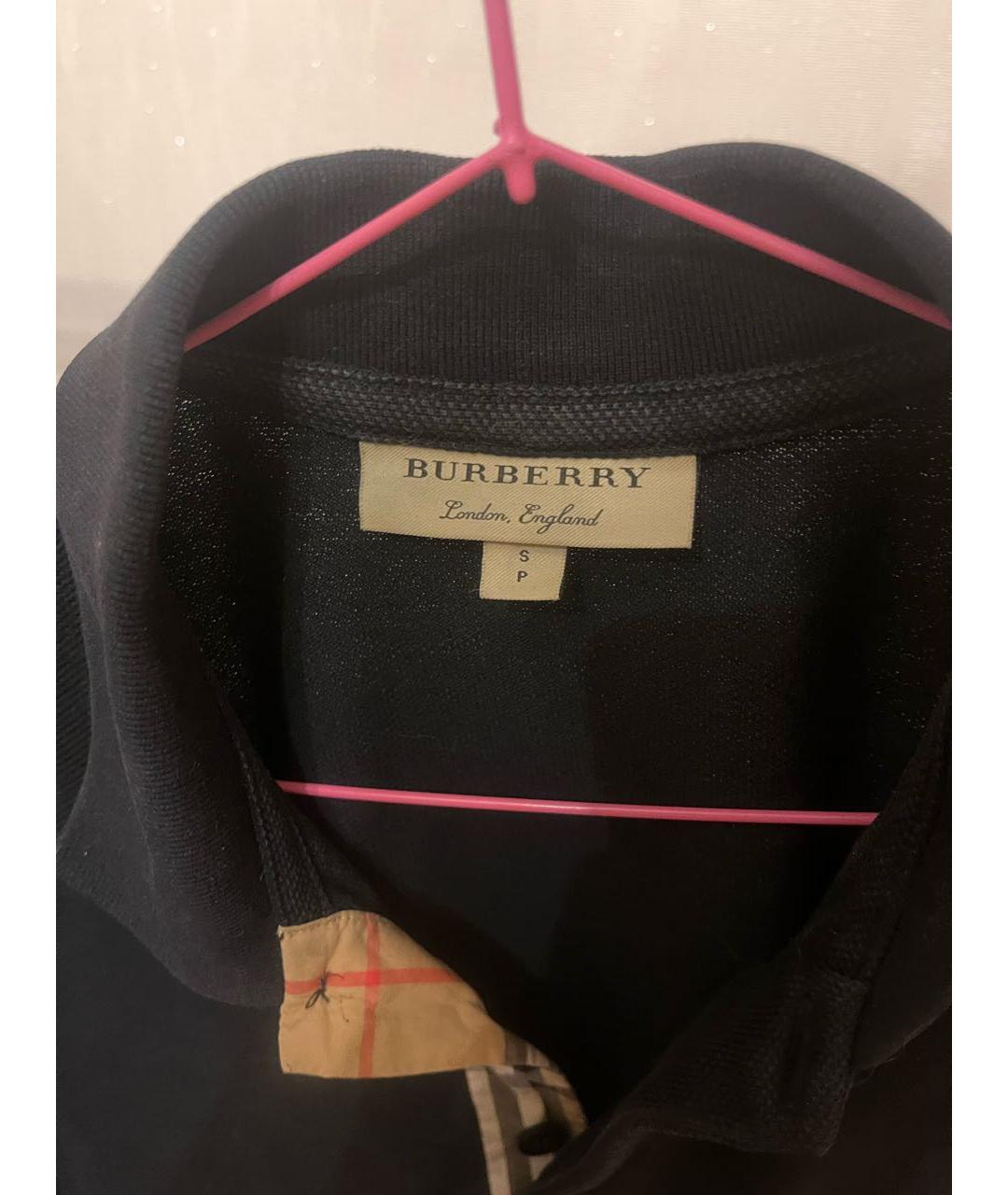 BURBERRY Черное хлопковое поло с коротким рукавом, фото 3
