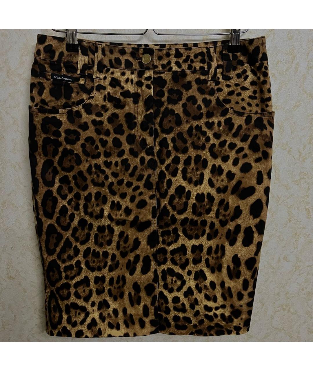 DOLCE&GABBANA Коричневая хлопковая юбка миди, фото 9