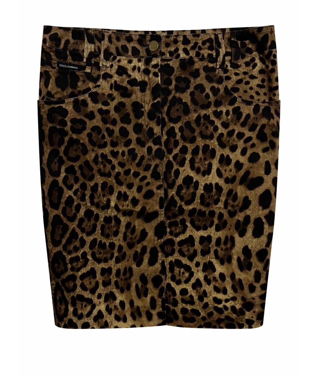 DOLCE&GABBANA Коричневая хлопковая юбка миди, фото 1