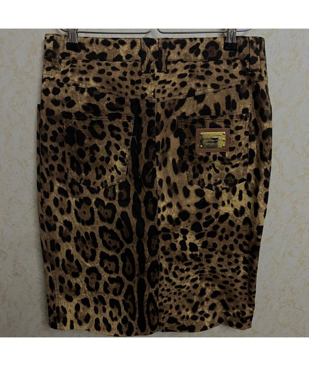 DOLCE&GABBANA Коричневая хлопковая юбка миди, фото 2