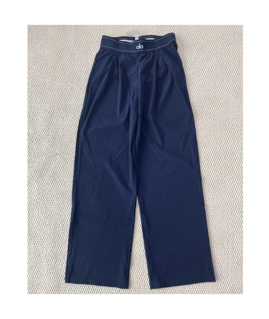 ALO YOGA Темно-синие синтетические брюки широкие, фото 6