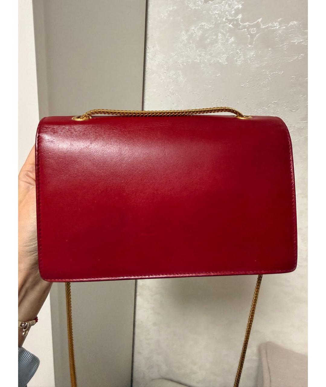 SAINT LAURENT Бордовая кожаная сумка через плечо, фото 2