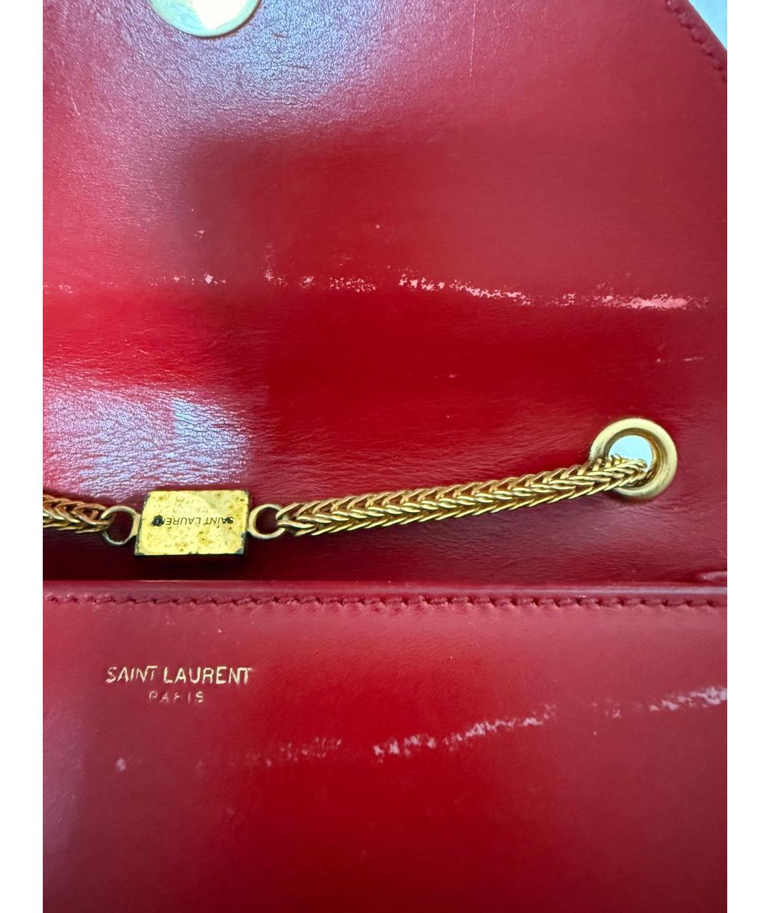 SAINT LAURENT Бордовая кожаная сумка через плечо, фото 6