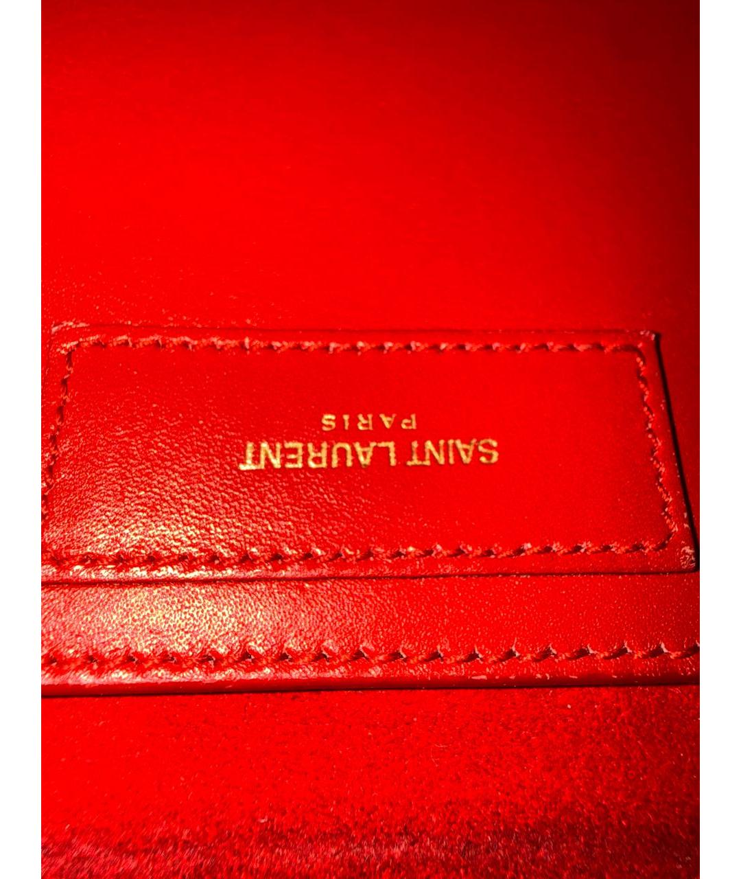 SAINT LAURENT Бордовая кожаная сумка через плечо, фото 5