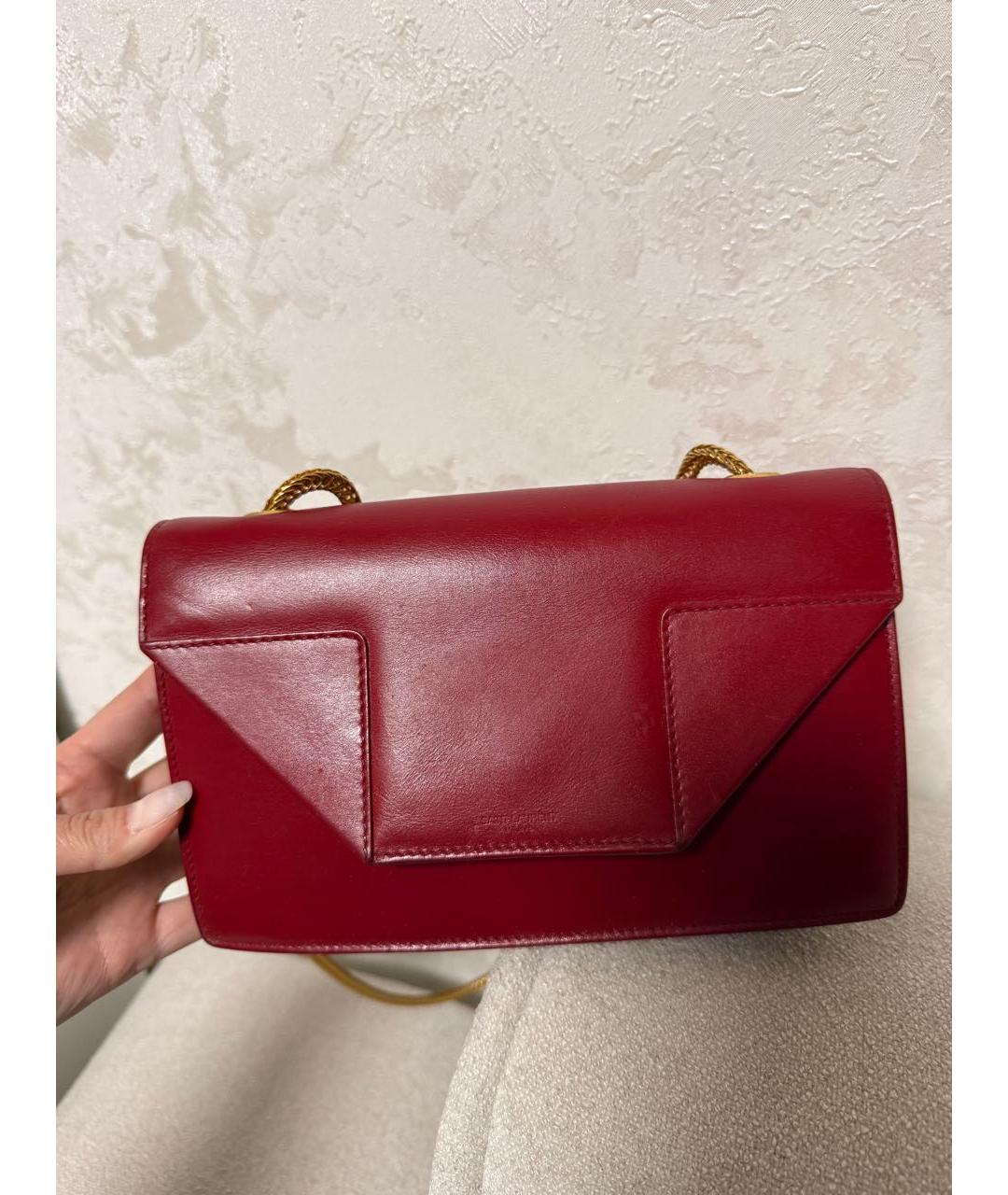 SAINT LAURENT Бордовая кожаная сумка через плечо, фото 8