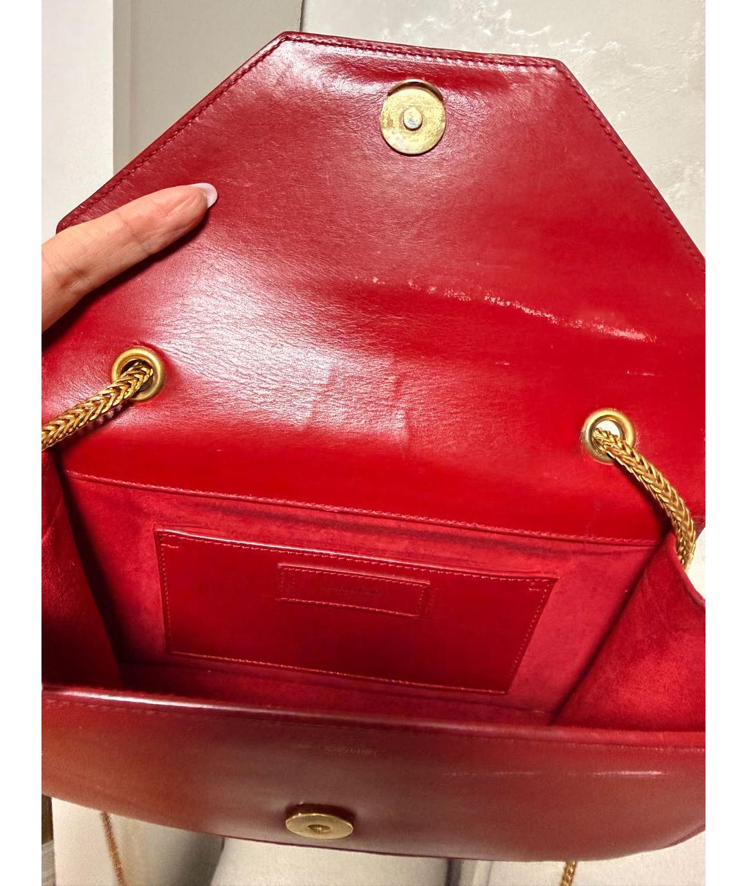 SAINT LAURENT Бордовая кожаная сумка через плечо, фото 4