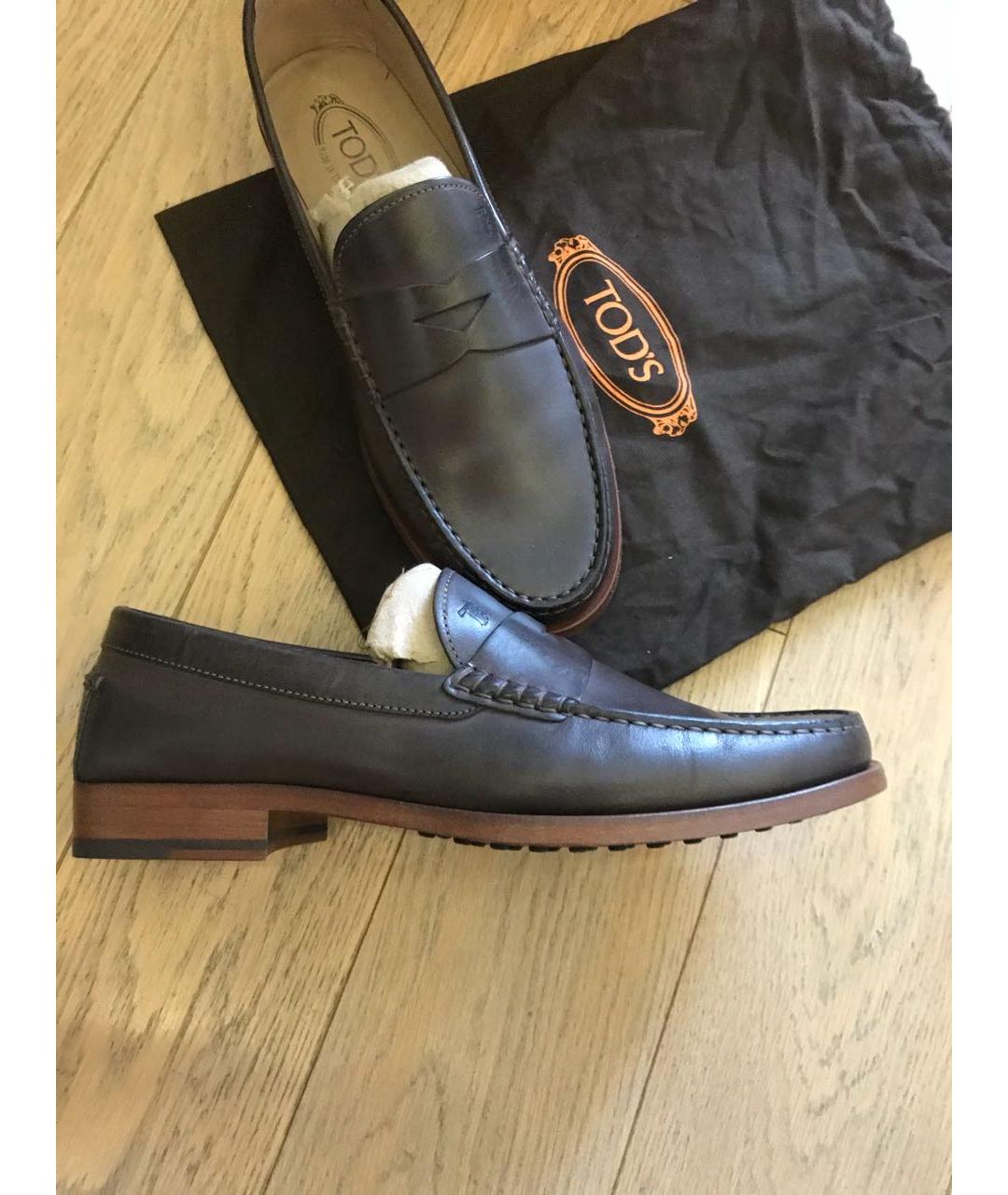 TOD'S Коричневые кожаные мокасины, фото 5