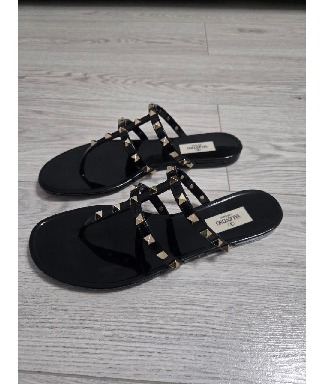 VALENTINO Черные резиновые шлепанцы, фото 4