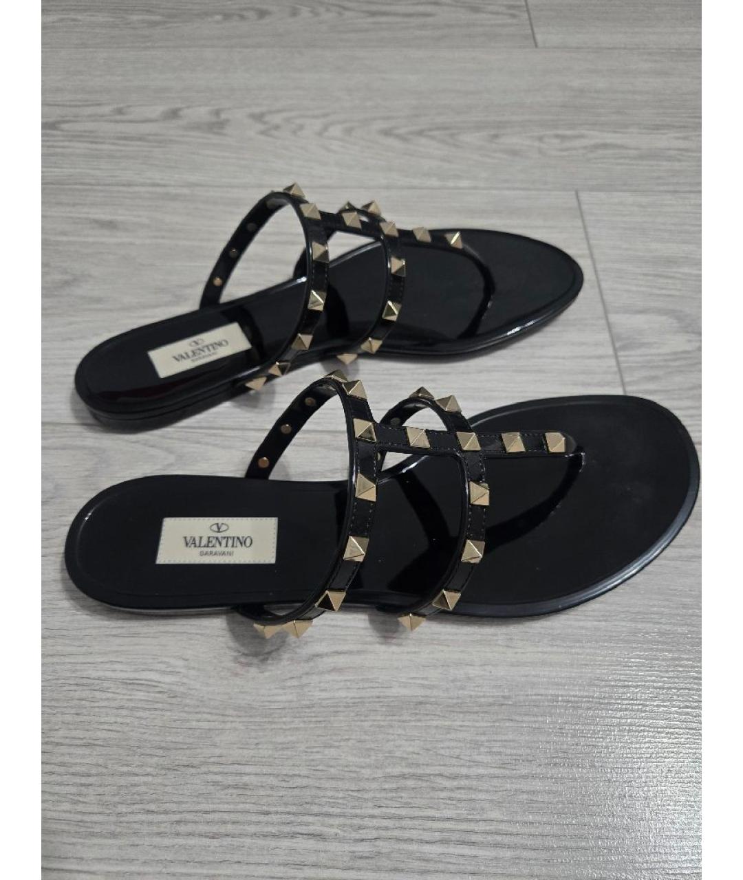VALENTINO Черные резиновые шлепанцы, фото 6
