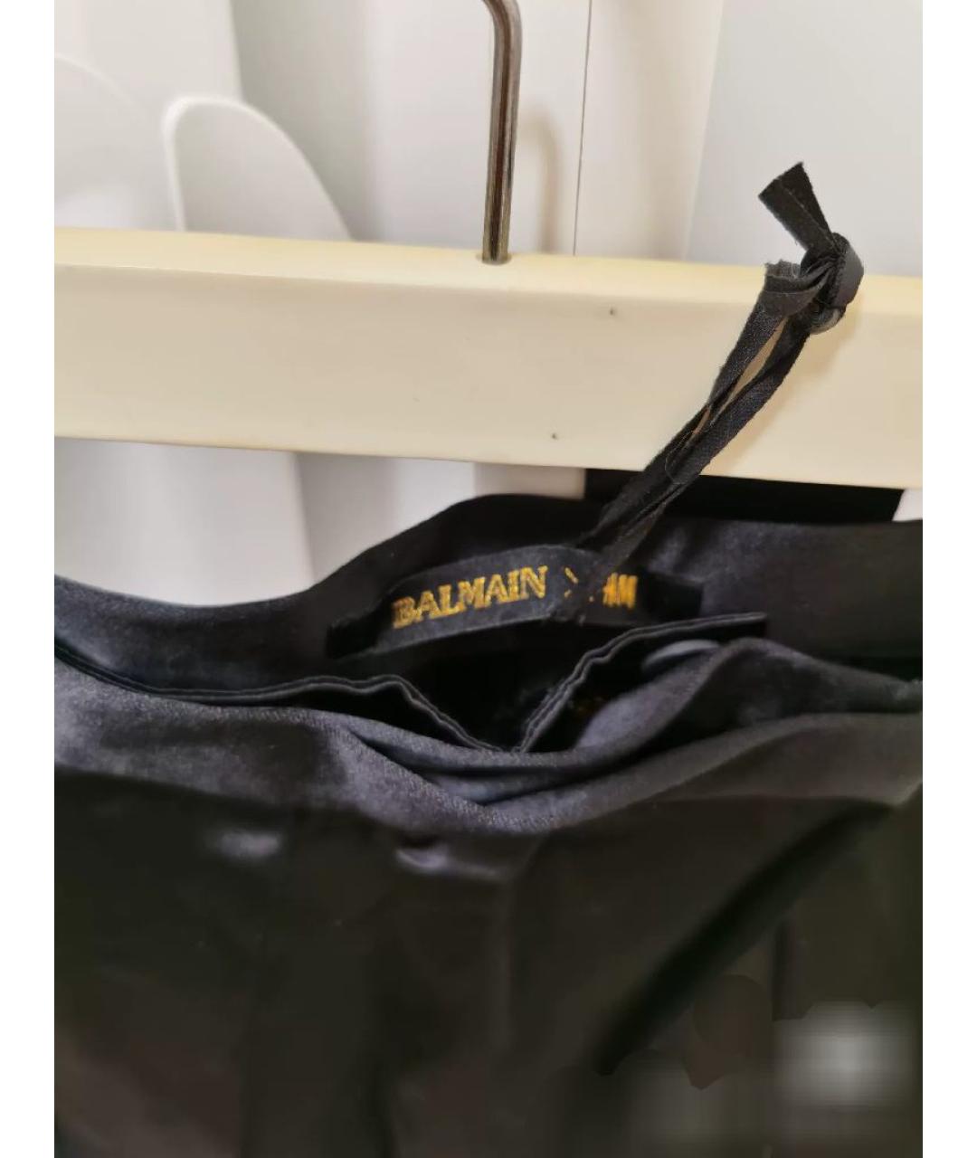 BALMAIN Черные кожаные прямые брюки, фото 3