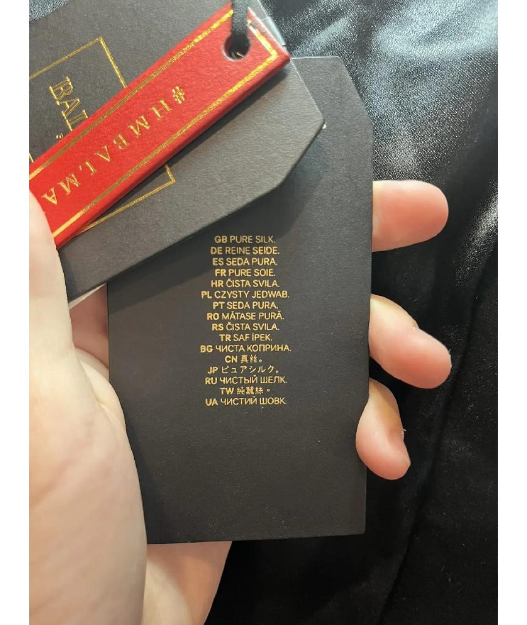 BALMAIN Черные кожаные прямые брюки, фото 5