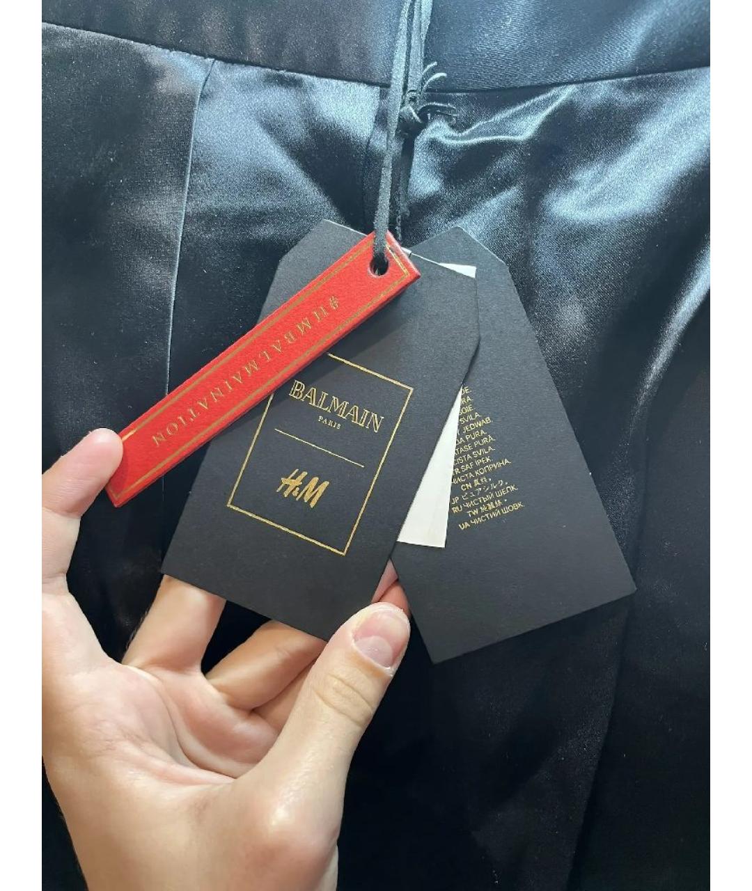 BALMAIN Черные кожаные прямые брюки, фото 4