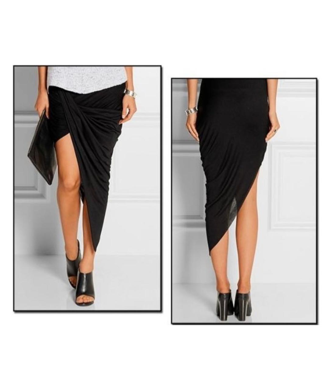 HELMUT LANG Черная юбка миди, фото 7