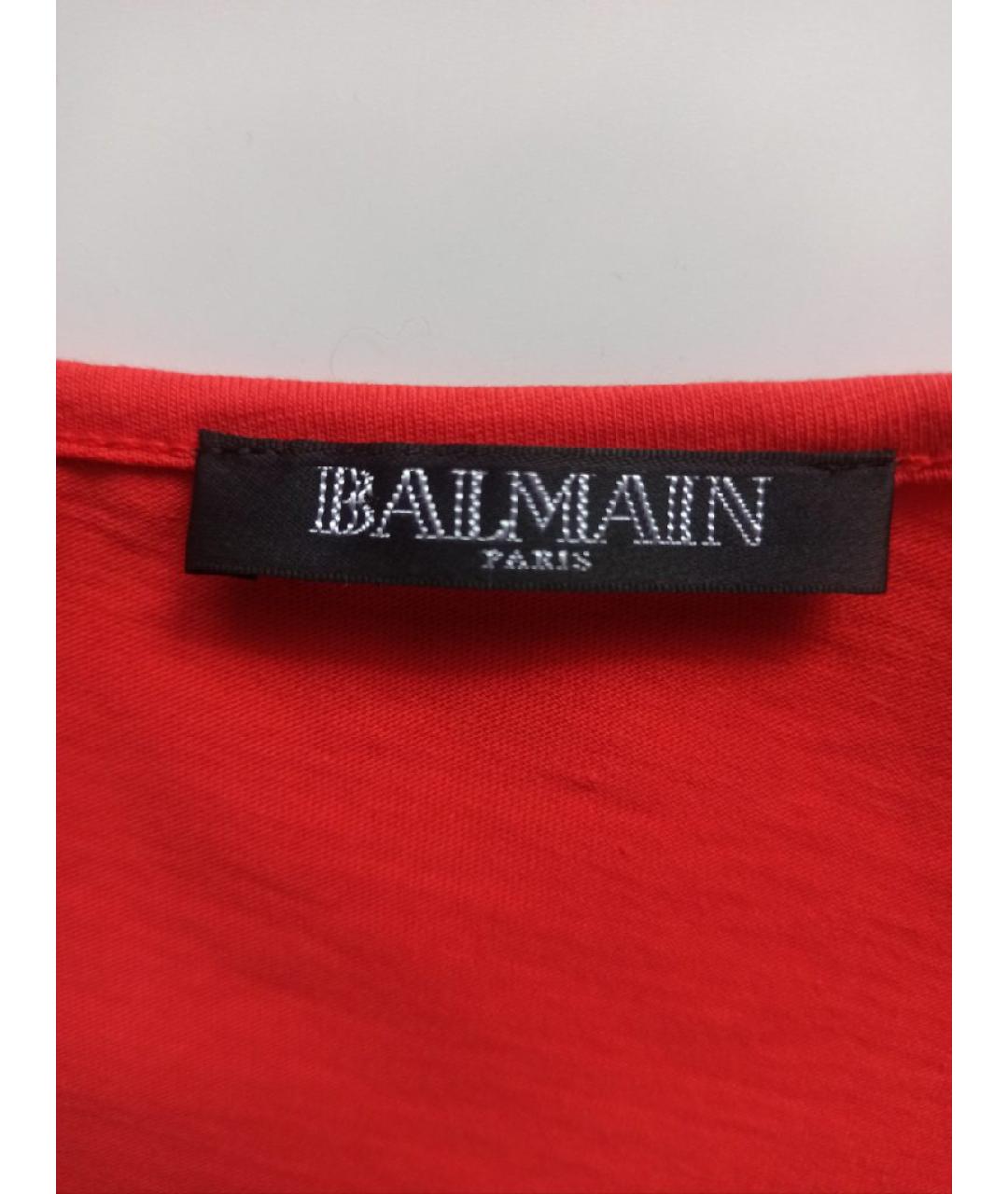 BALMAIN Красная хлопковая майка, фото 3
