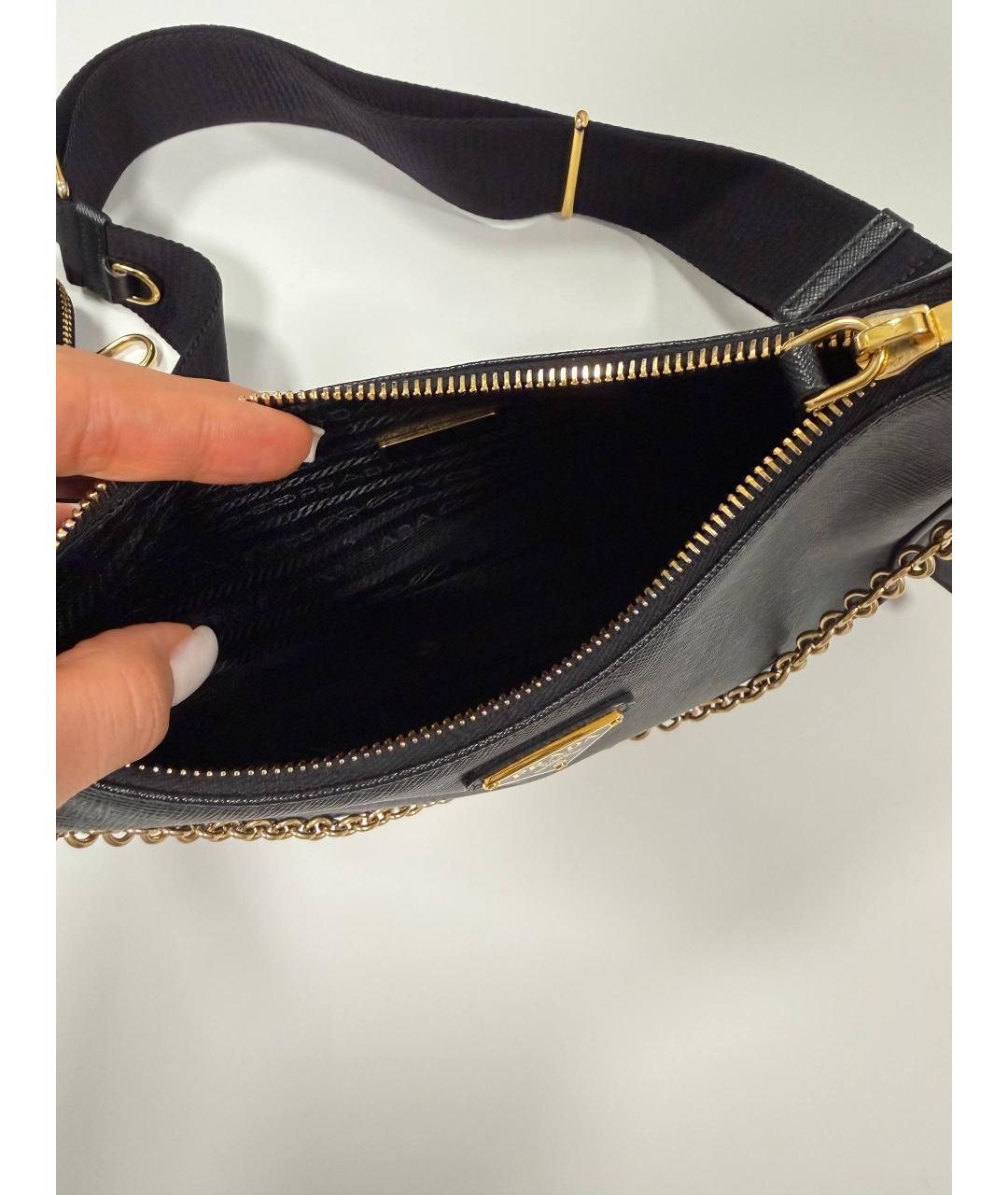 PRADA Черная кожаная сумка через плечо, фото 4