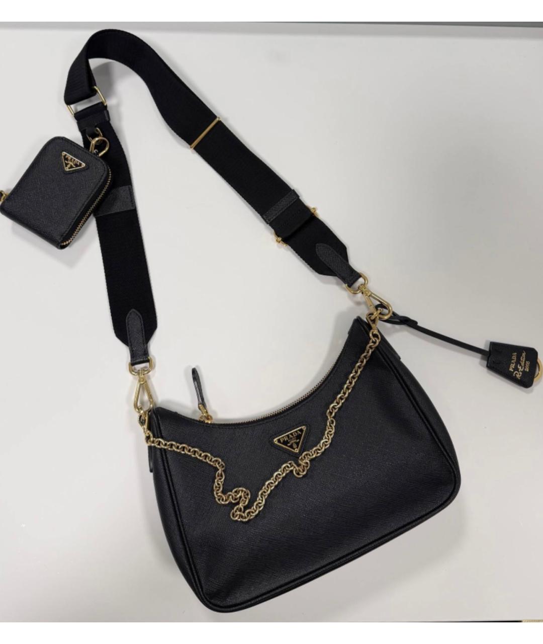 PRADA Черная кожаная сумка через плечо, фото 7