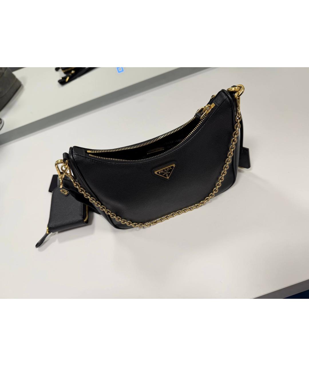 PRADA Черная кожаная сумка через плечо, фото 2