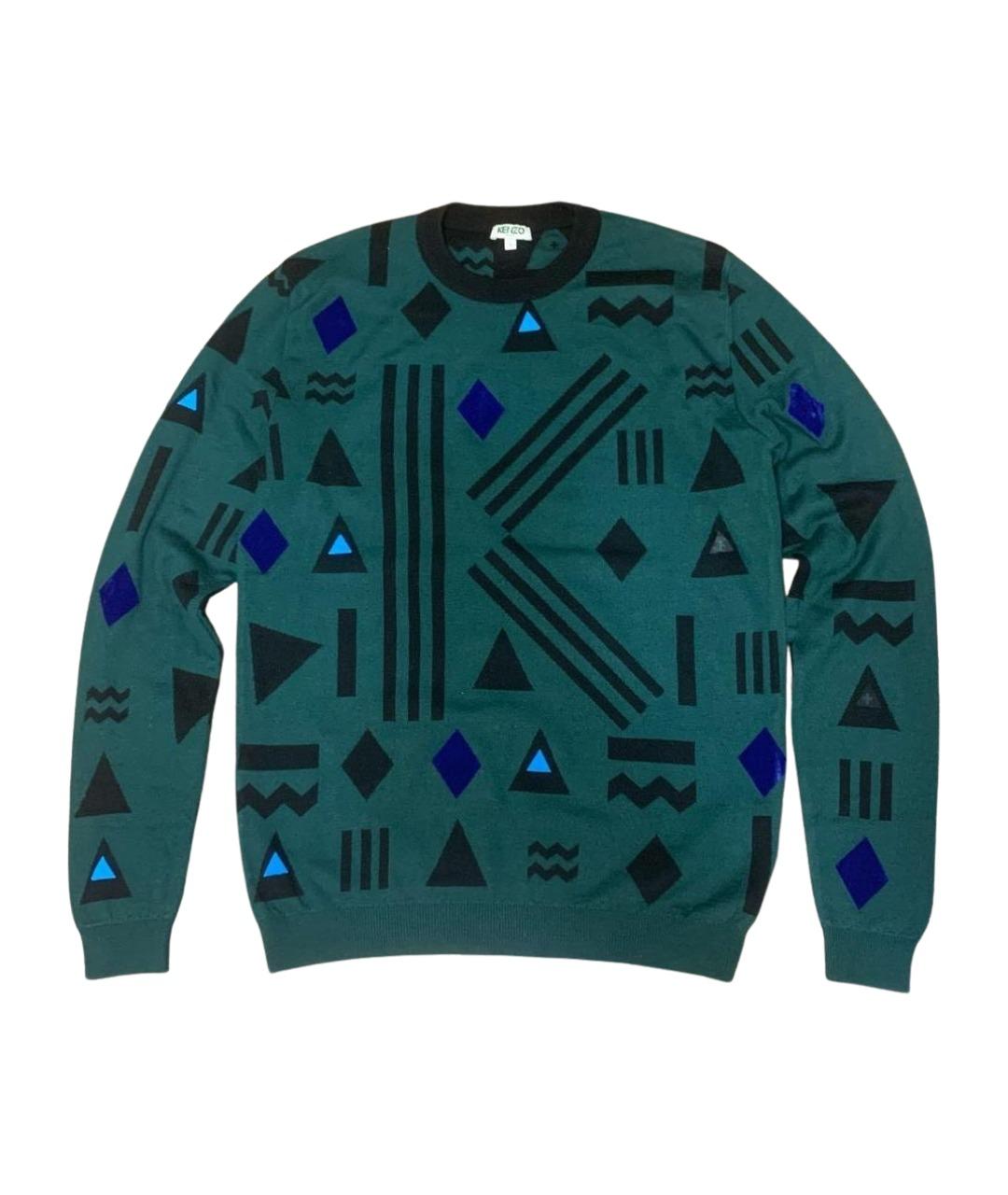 KENZO Зеленый шерстяной джемпер / свитер, фото 1