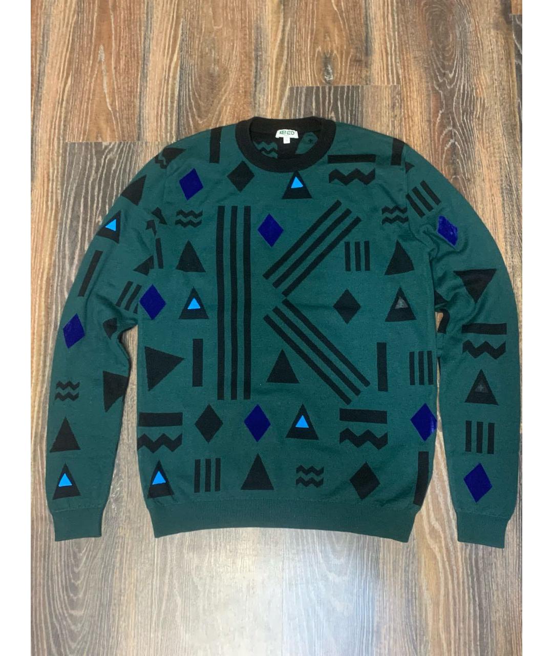 KENZO Зеленый шерстяной джемпер / свитер, фото 6