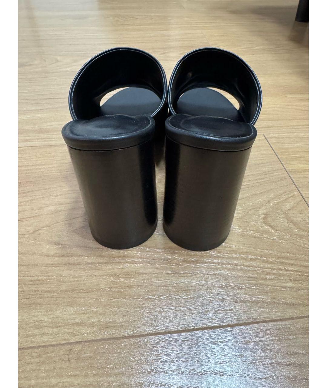 HERMES Черные кожаные мюли, фото 3