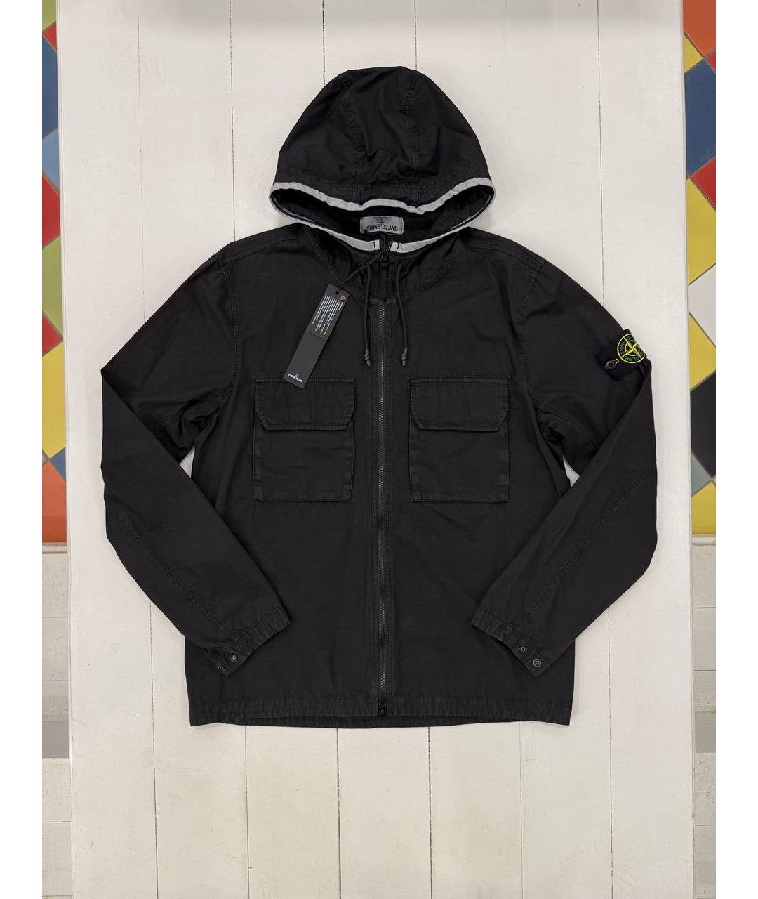 STONE ISLAND Черная хлопковая куртка, фото 2