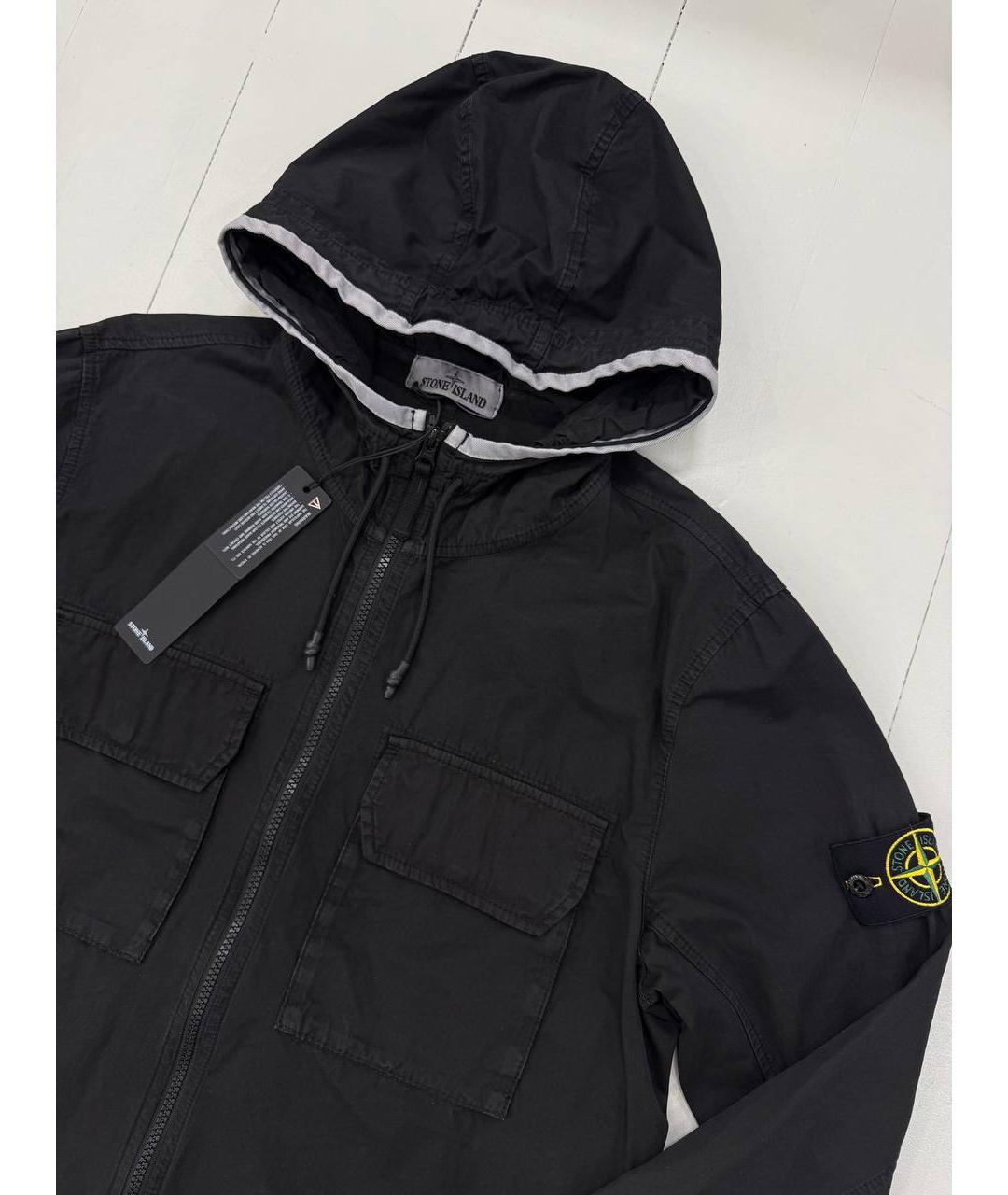 STONE ISLAND Черная хлопковая куртка, фото 3