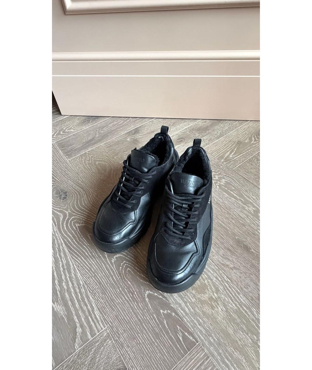 RED VALENTINO Черные кожаные низкие ботинки, фото 4