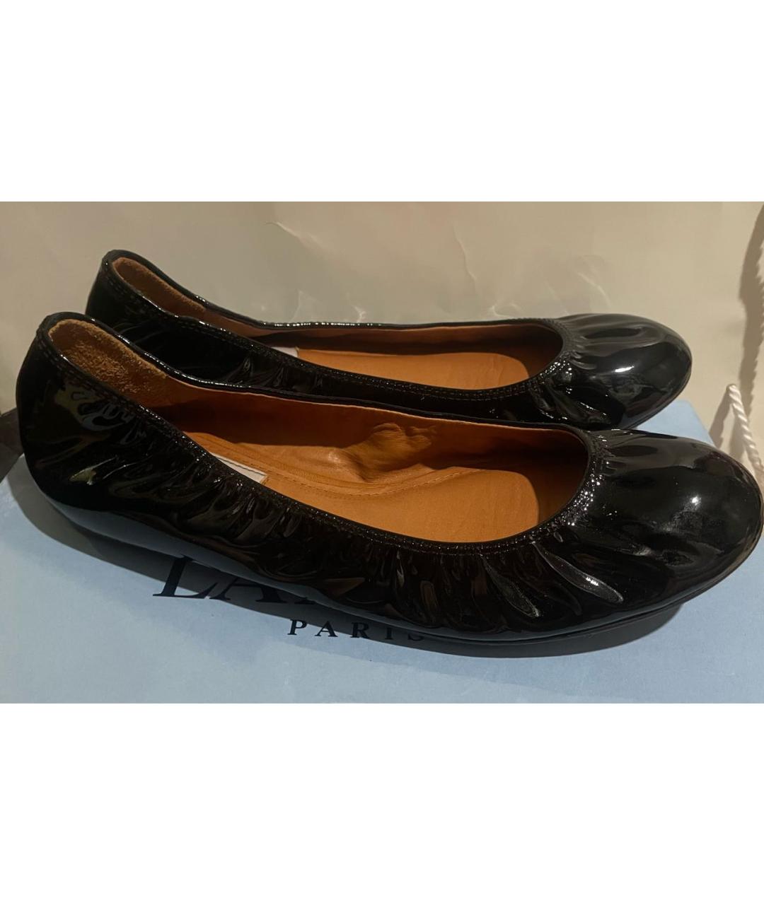 LANVIN Черные кожаные балетки, фото 2