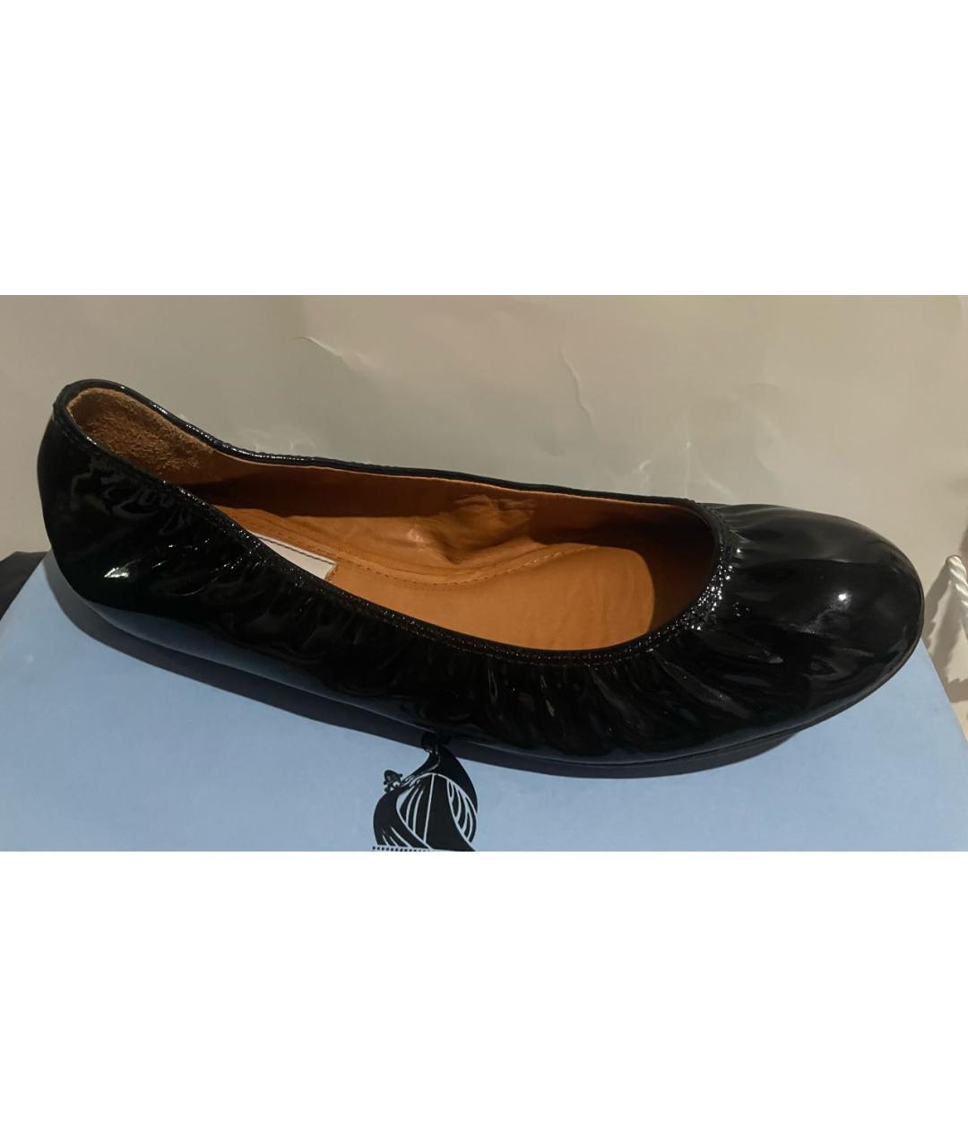LANVIN Черные кожаные балетки, фото 7