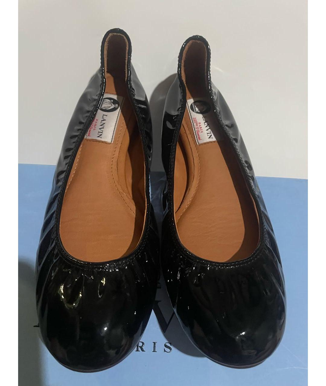 LANVIN Черные кожаные балетки, фото 3