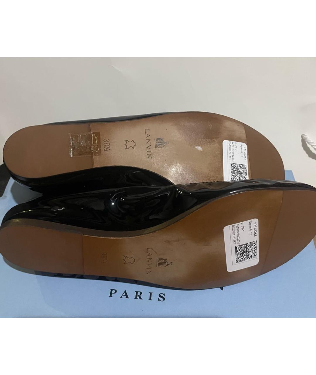 LANVIN Черные кожаные балетки, фото 5