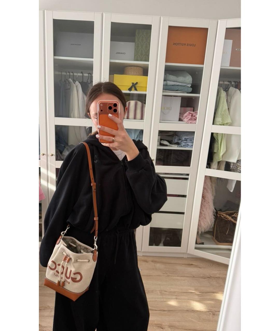 GUCCI Бежевая тканевая сумка через плечо, фото 3