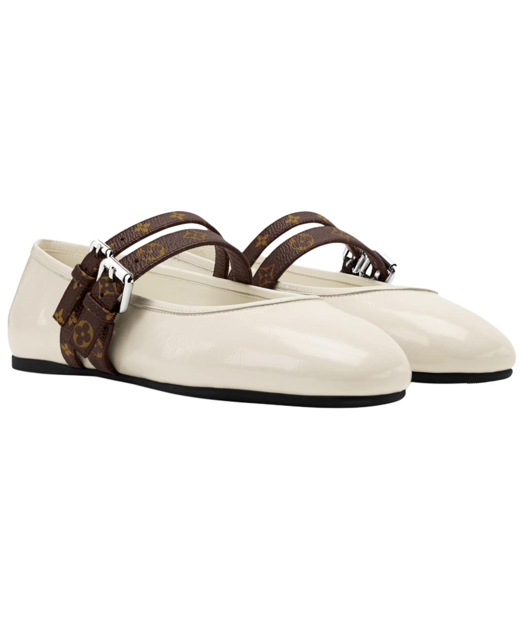 LOUIS VUITTON Белые кожаные балетки, фото 3