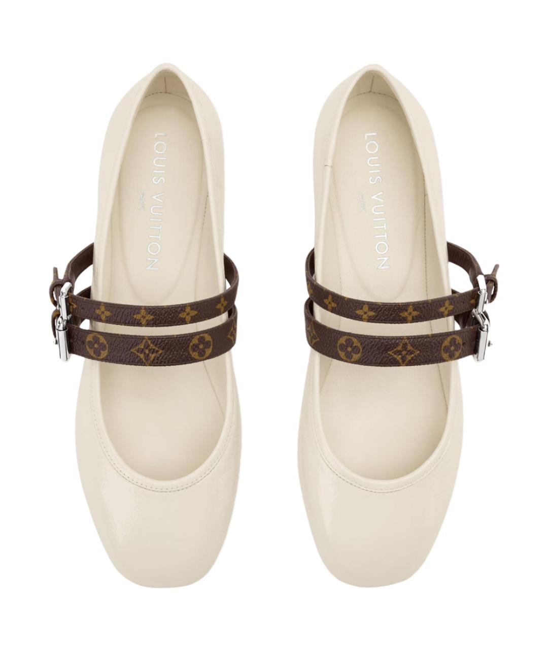 LOUIS VUITTON Белые кожаные балетки, фото 4
