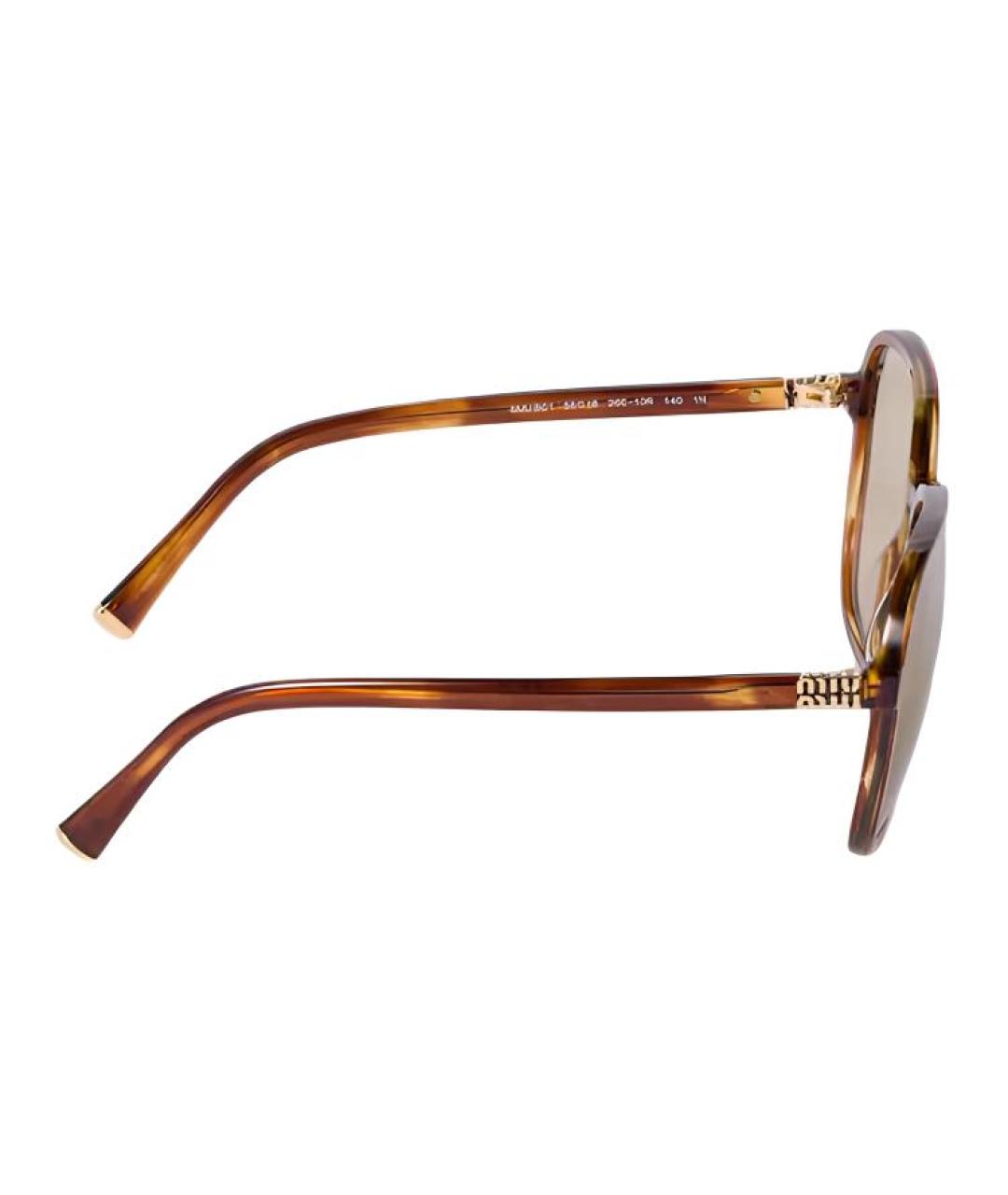 MIU MIU Коричневые пластиковые солнцезащитные очки, фото 3