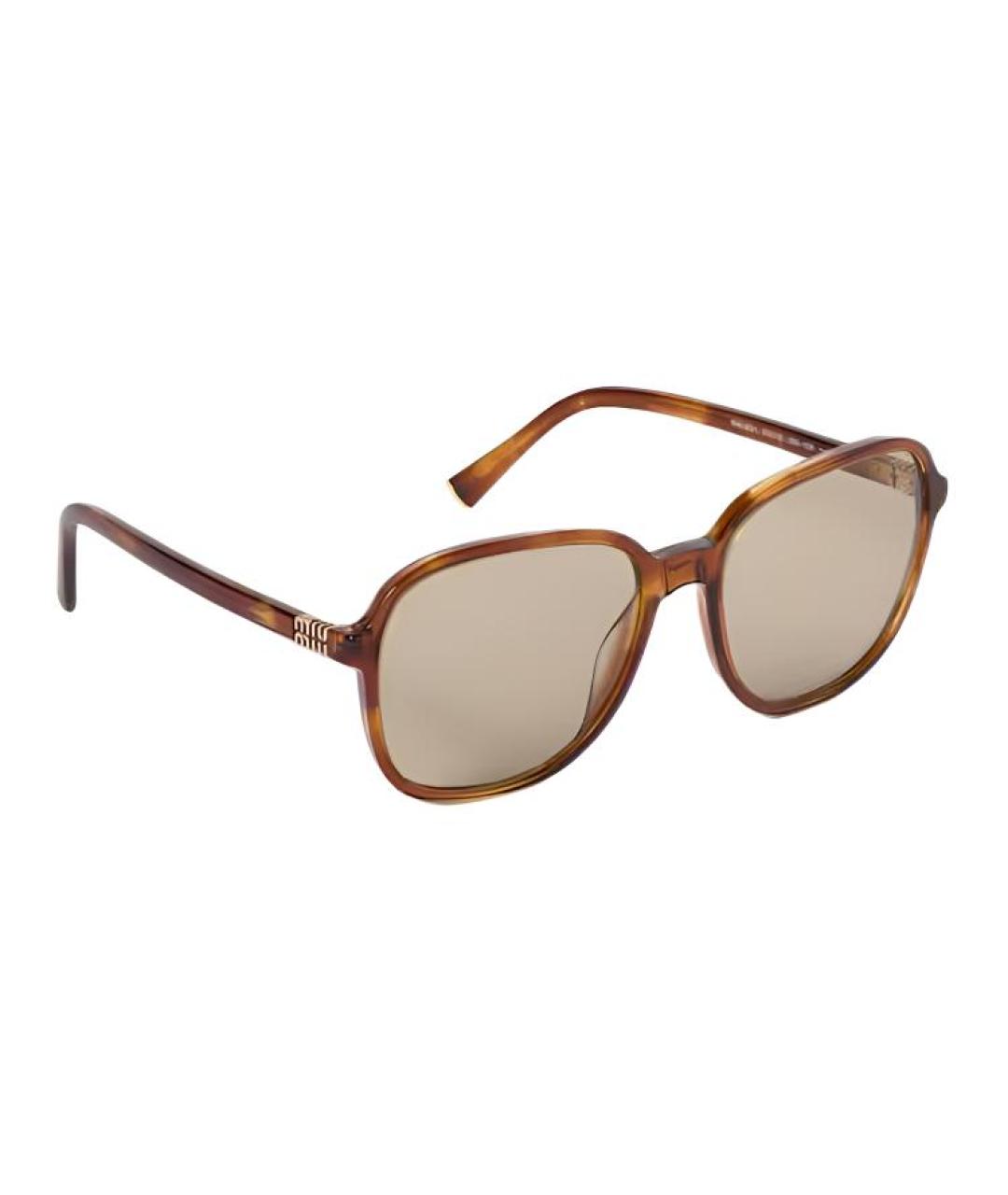 MIU MIU Коричневые пластиковые солнцезащитные очки, фото 2