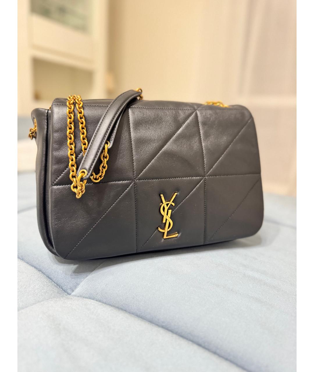 SAINT LAURENT Черная кожаная сумка через плечо, фото 2