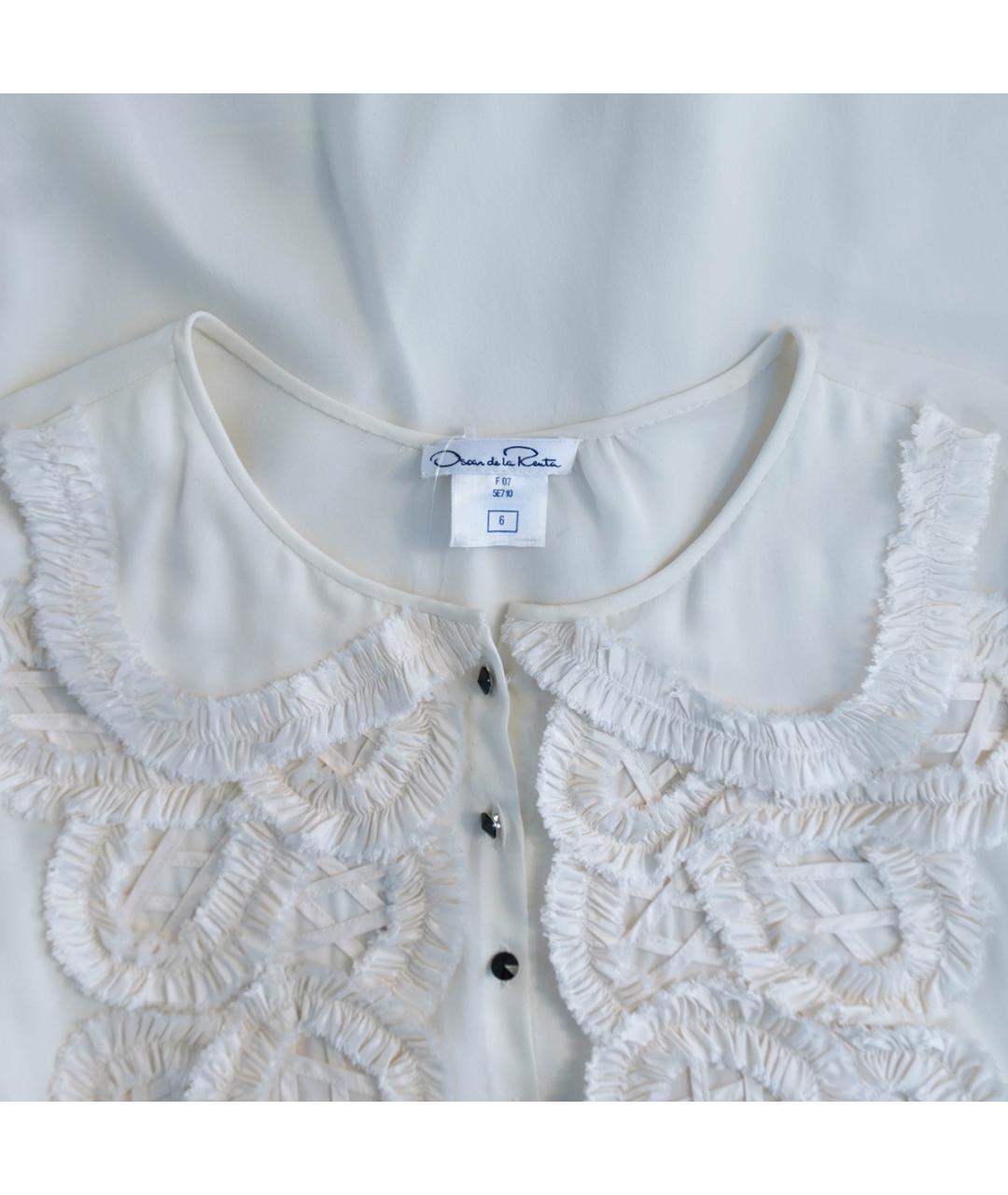 OSCAR DE LA RENTA Белая шелковая блузы, фото 3