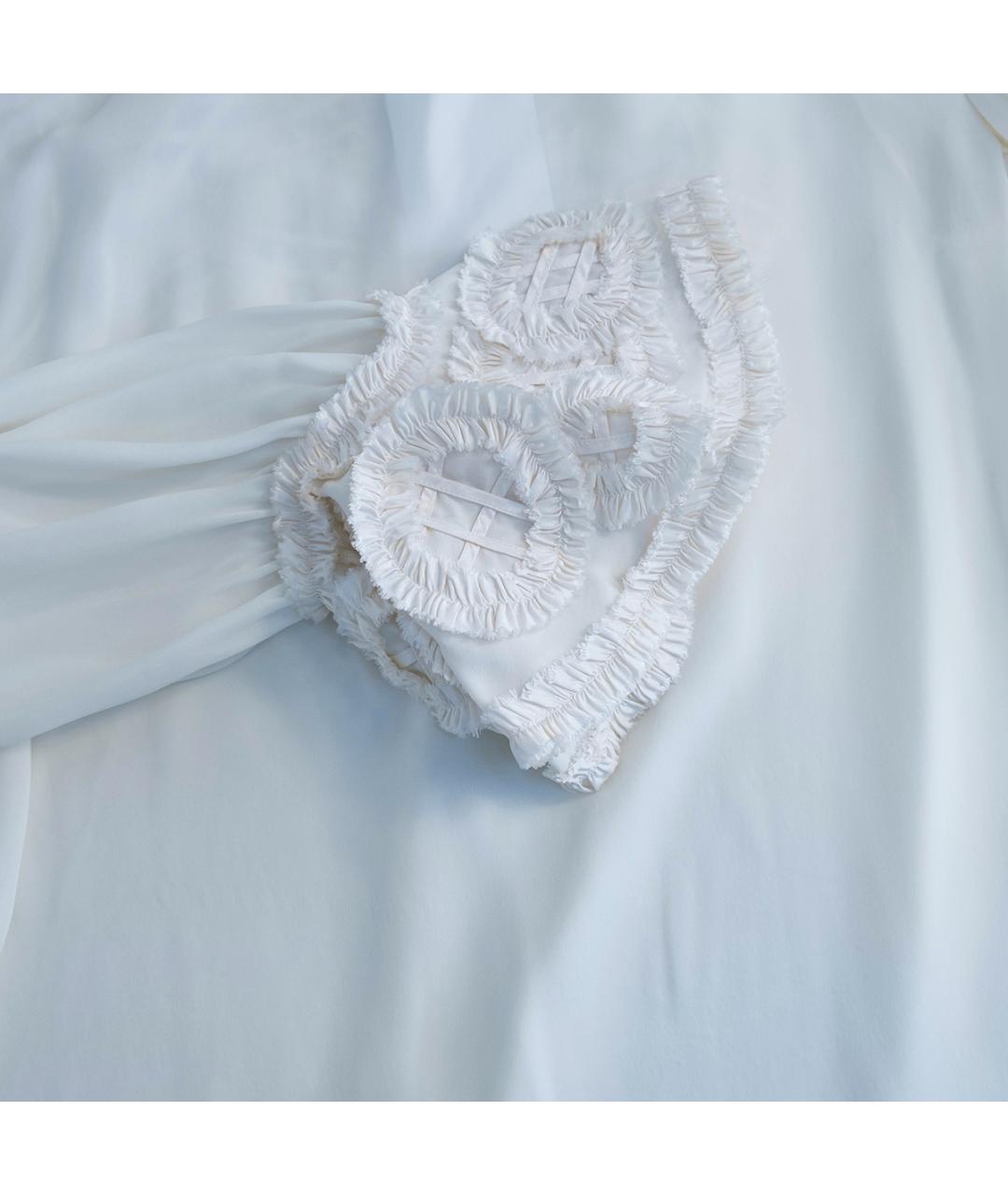 OSCAR DE LA RENTA Белая шелковая блузы, фото 5