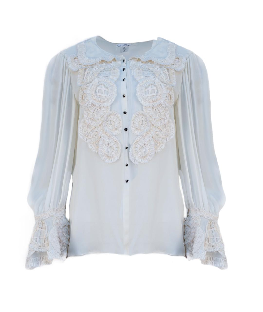 OSCAR DE LA RENTA Белая шелковая блузы, фото 1