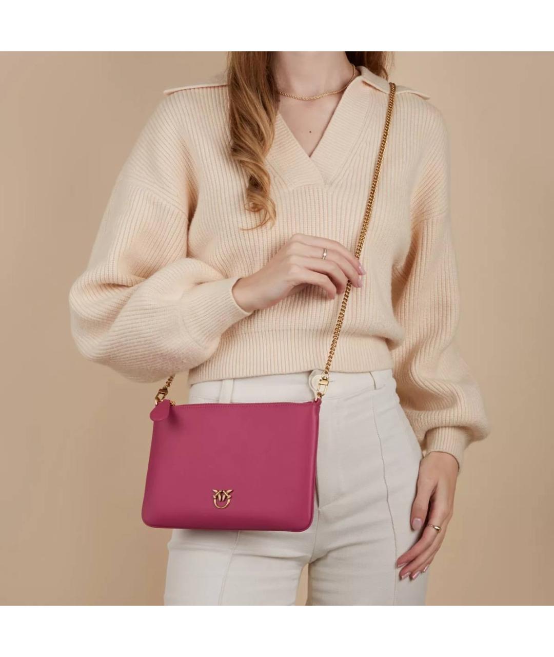 PINKO Розовая кожаная сумка через плечо, фото 6