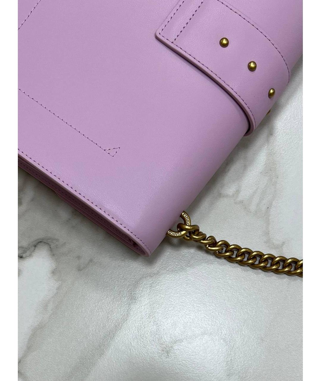 PINKO Фиолетовая кожаная сумка через плечо, фото 3